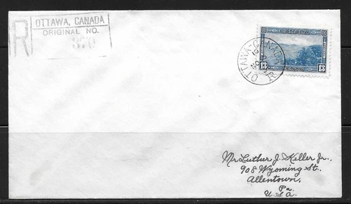 Canada - 1935 #242 13c Halifax Harbour - Registered FDC from Ottawa to USA