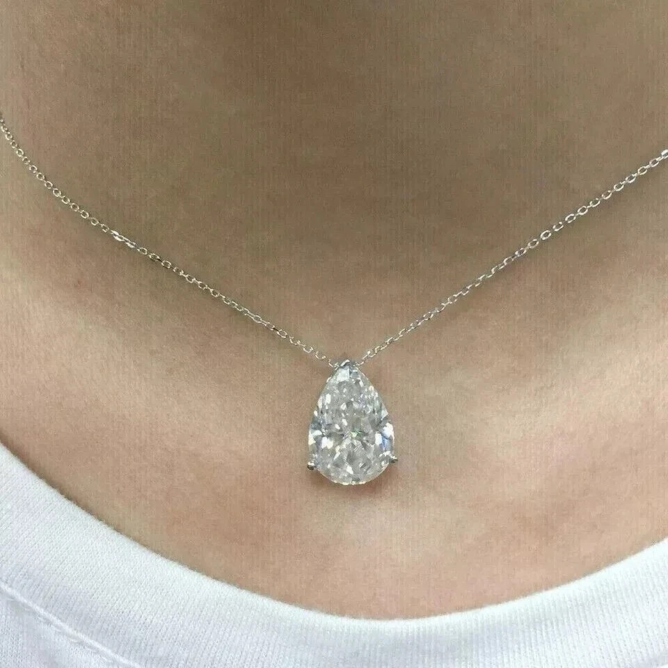 3.00Ct Pear Cut IGI Certified Lab Grown Diamond Wedding Pendant 14K White Gold