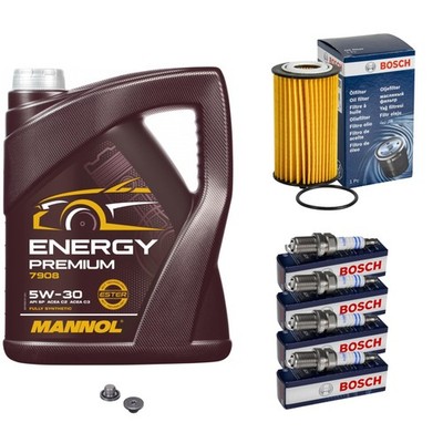 BOSCH Ölfilter 5L MANNOL Energy Premium 5W-30 Zündkerzen für Chevrolet Trax