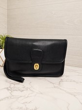 Coach Vintage 1997 Turnlock Clutch Wristlet in Black Leather Made in USA