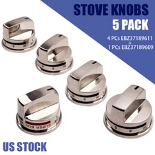 Super Boil Control Knob 4 pcs EBZ37189611 & 1 pcs EBZ37189609 Range Burner Knob
