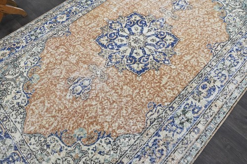 Oushak Turkish Vintage Rug 5x9 Kilim Rug Anatolian Handmade Boho Decor ORANGE