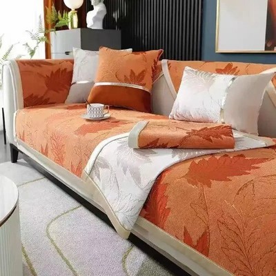 Embroidery Sofa Cover Slipcovers Anti Cat Scratch Couch Case Maple Leaf Shape 