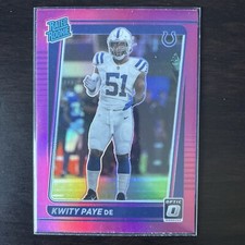 2021 Donruss Optic Kwity Paye 248 RC Rated Rookie Pink Holo Prizm Colts