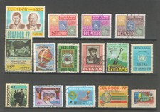 Lot Ecuador, stamped and 1 x mint never hinged (bottom 2nd stamp from the right)