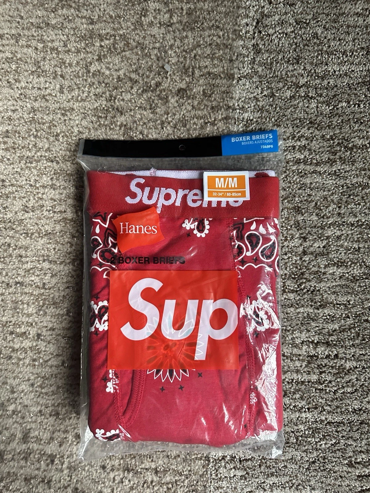 Lot de 2 boxers bandana rouge Supreme/Hanes taille M