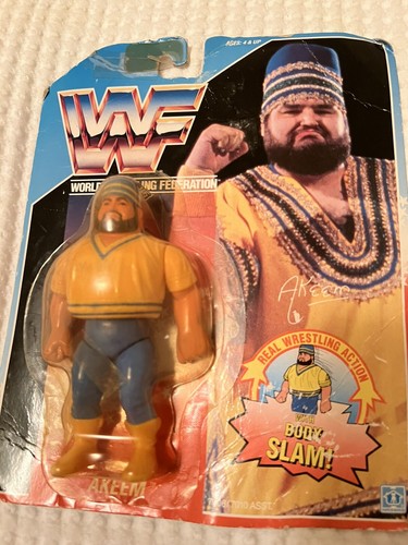 WWF hasbro Akeem on card. (card Some Wear Bubble P...