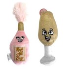 New Plush Catnip Toys Set of 2 Rose All Day wine bottle & Margarita designs 5"