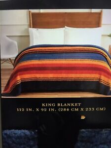 Pendleton Sherpa Fleece Blanket King Grand Canyon Multi Stripe Gift 112/" X 92/"