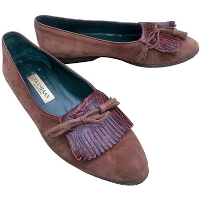 VTG Cole Haan Shoes 8M Suede Tassel Loafers Tan Classic  display picture 1