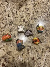 Vtg Set 6 Nony New York Button Covers Halloween Pumpkin Witch Bats Hat Orange