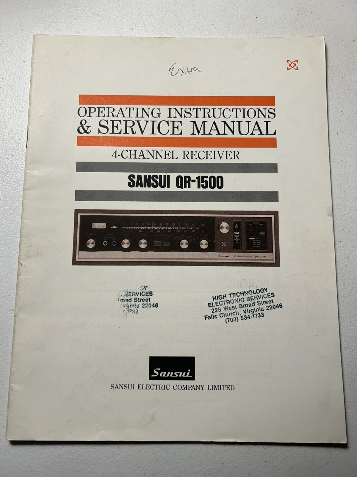Sansui QR-1500 4-Channel Receiver Service Manual Original Instructions Genuine