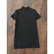 ZARA Trafaluc 2017 Black Short Ruffled Mock Neck Dress Sz S