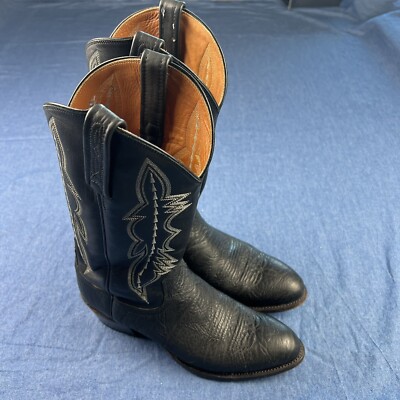 Lucchese 2000 Boots Mens 8 D Black Leather Cowboy Western T3054R4
