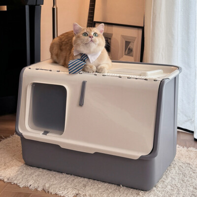 Extra Large Cat Litter Box Hooded Jumbo Cat Toilet Anti-Splashing