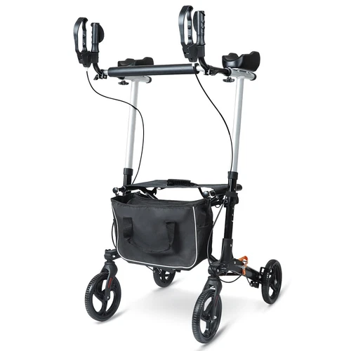 Upright Rollator Mobility Walker Folding Lightweight with Arm Support and Seat - Picture 12 of 13