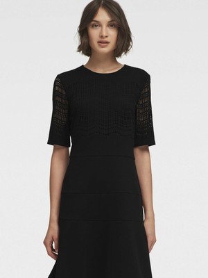 women's fit and flare black dress