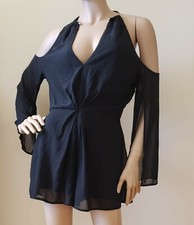 Lulumari Womens Romper Black Silver Ring Around Neck Size S