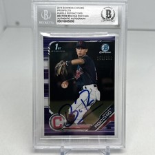 2019 Bowman  Brayan Rocchio 1st Purple Refractor /250 BCP-209 BAS Slab Auto