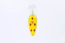 Eppinger 117 Dardevlet Spoon, 2 7/8", 3/4 oz, Yellow/Red Diamonds Brass Back