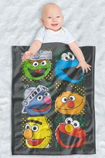 Sesame Street Fleece Baby Blanket, 30"x40", Group Squares