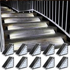 LED Solar Step Lights Outdoor Garden Path Porch Deck Stairs Lamp IP67 Waterproof