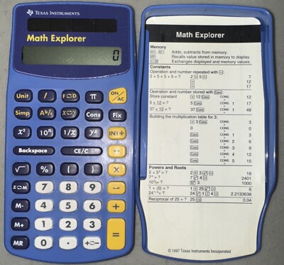 Texas Instruments Blue Math Explorer T2 Scientific Solar Calculator 
