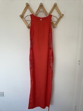 LIPSY Red Embroidered Evening Formal Wedding Guest Prom Bodycon Dress, Size 12