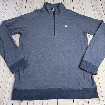 Travis Mathew 1/4 Zip Long Sleeve Cotton Golf Sweatshirt Jacket Mens Medium Blue