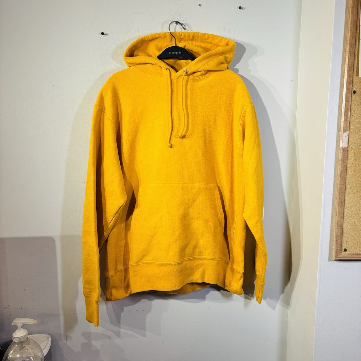 Champion Reverse Weave Yellow Hoodie Sweatshirt Size Men's Medium