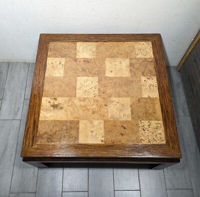 Vintage Asian Ming Style Solid Wood Coffee Table Inlaid Burl