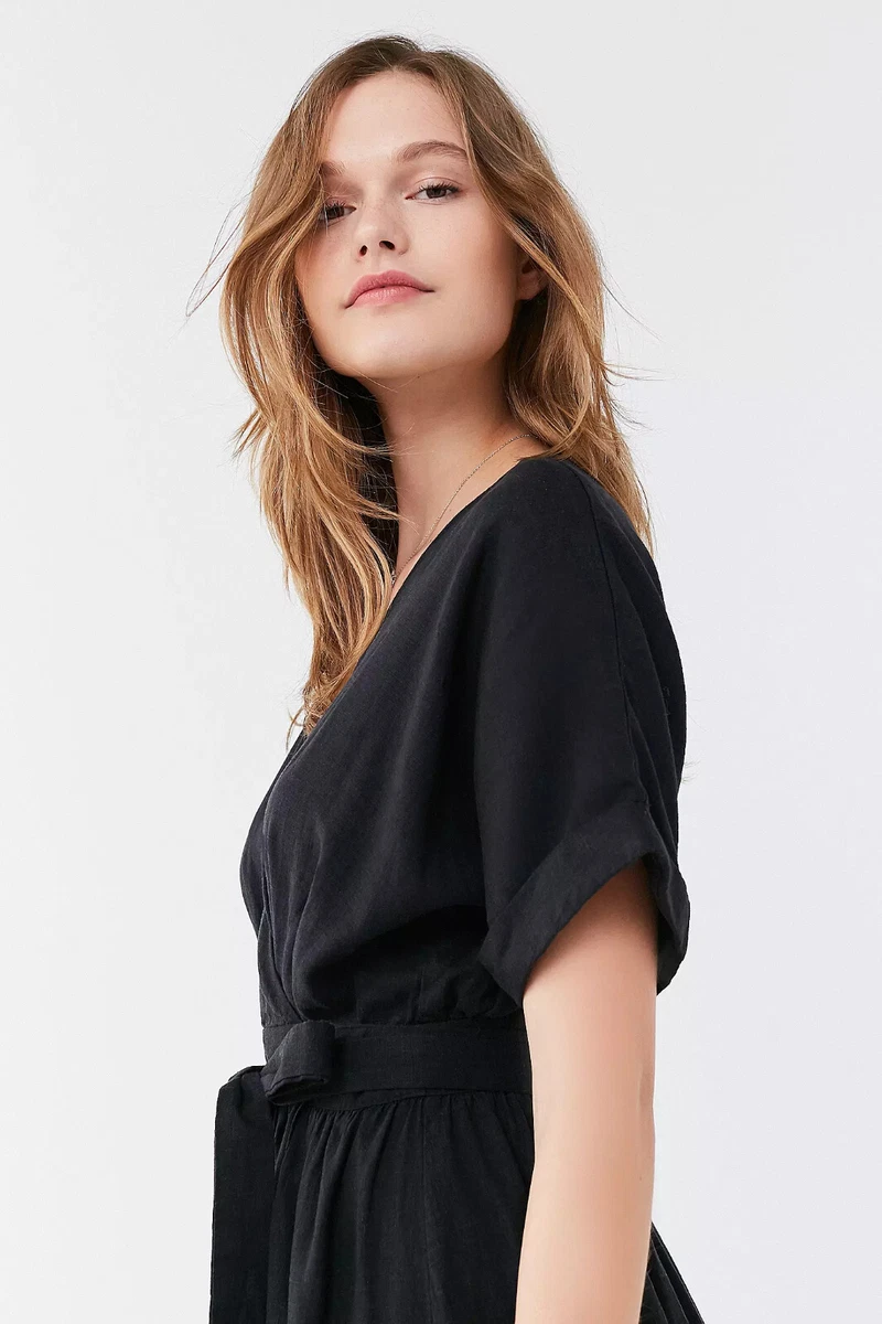 Urban outfitters gabrielle sales linen midi wrap dress