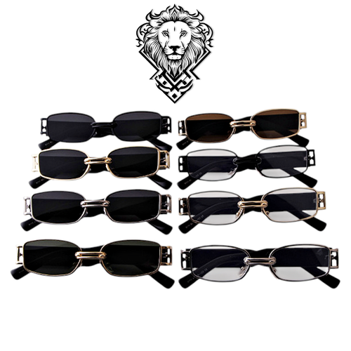 Vintage Stylish Unisex Small Rectangle Eyewear Metal Frame Men Women Sunglasses - Foto 7 di 15