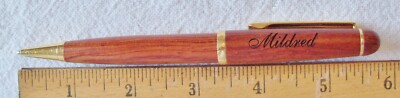 PERSONALIZED ''MILDRED'' LASER ENGRAVED ALASKA/EAGLE ROSEWOOD BALLPOINT CLIP PEN