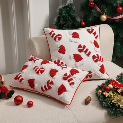 Christmas Pillow Cover Soft Embroidered Pillowcase for Living Room Bed Sofa 