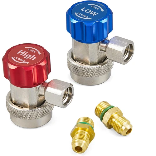 Adjustable AC Quick Coupler Connector Adapter High Low Side 1/4" SAE HVAC