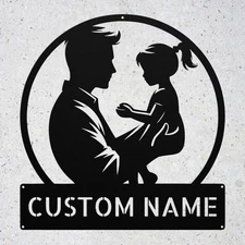 Custom Father Daughter Metal Sign Personalized Dad Daughter Wall Art Gift
