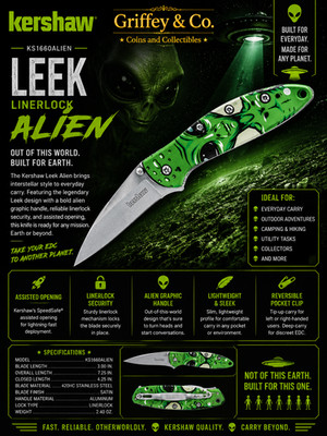Kershaw - Leek Linerlock A/O Alien - KS1660ALIEN