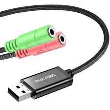 DuKabel USB to 3.5mm Jack TRS AUX Adapter for 9.8 inch / 25 cm, black