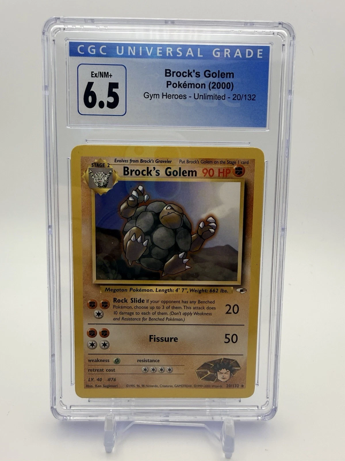 Pokémon 2000 - Brock's Golem 020/132 Gym Heroes Unlimited - Graded CGC 6.5