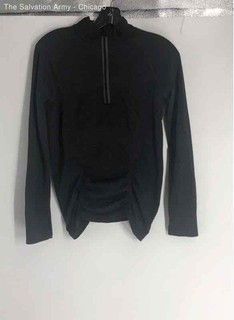 Athleta Womens Black Quarter Zip Long Sleeve Activewear Pullover Top Size Small
