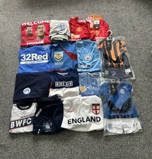 Job Lot Bundle Of 15 Adults & Kids Football Soccer Shirts Tops Jerseys Shorts