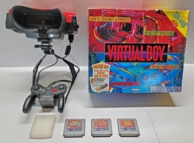 Nintendo Virtual Boy Console CIB Tennis Wario Land Mario Clash TESTED & CLEAN!