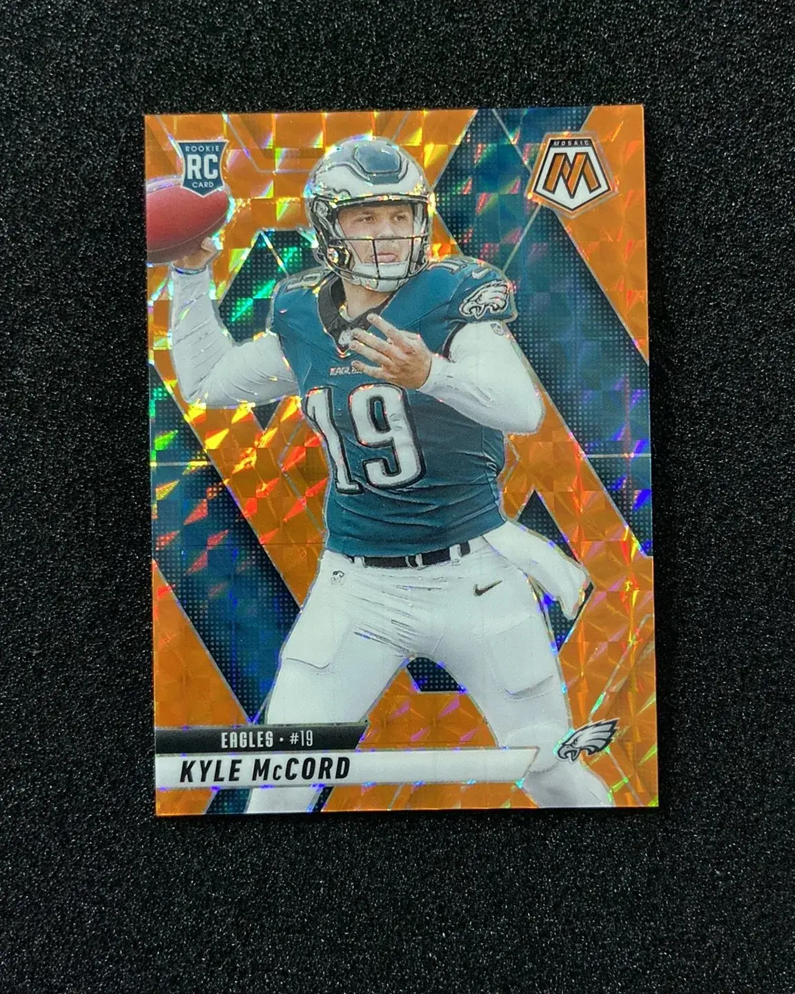 2025 Panini Mosaic Kyle McCord #352 Orange Prizm 104/199 RC Rookie Eagles YT92