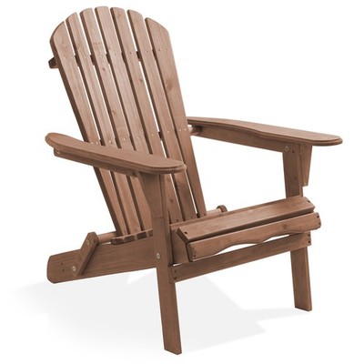 OPEN BOX - Folding Cedar Adirondack Chair, Solid Wood Outdoor Seating - Espresso