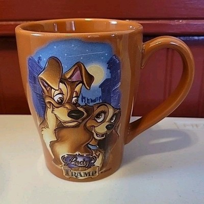 Lady and the Tramp Disney Store Brown Coffee Mug - Good Condition