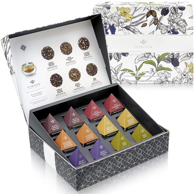 Organic Black Forest Pyramid Tea Presentation Box, 12 Assorted Black Tea Blen...