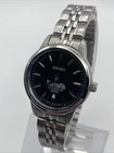 Seiko Watch Women 29mm Black Dial Silver Tone Date 6n22-00a0 New Battery 7”