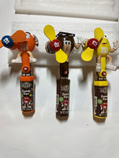Vintage M&M's Candy Fan Handheld Mini Fans Lot of 3 Orange Brown Yellow