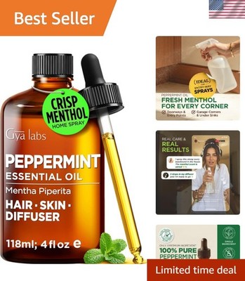 Aromatic 4 Fl Oz Peppermint Essential Oil for Ultimate Relaxation & Skin Care